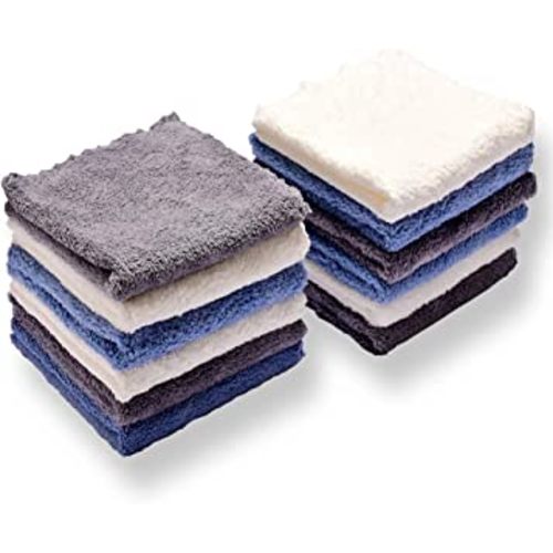 Baby Washcloths 12 Pack 12x12 Inches Microfiber Coral Fleece Extra Absorbent and Soft for Newborns, Infants and Toddlers-3