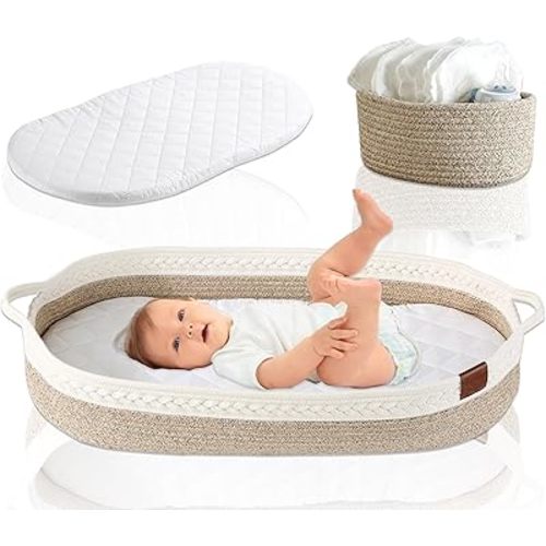 Baby Changing Basket - Premium Baby Changing Basket -Changing Basket for Baby Dresser -Diaper Changing Basket - Moses Baskets for Newborn - Baby Moses Basket Changing Basket for Dresse