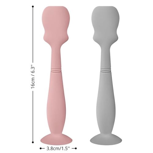 Baby Diaper Cream Spatula Applicator Set - 2Pack Soft Silicone Baby Butt Paste Spatula (Blush/Gray, Large Size) - 3. Large Size, Gray/Sage