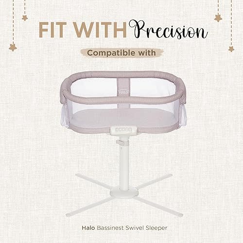 Bassinet Fitted Sheets - Compatible with Halo Bassinest Swivel Sleeper | 100% Organic Jersey Cotton - White + Grey | 30x16 (2 Pack)