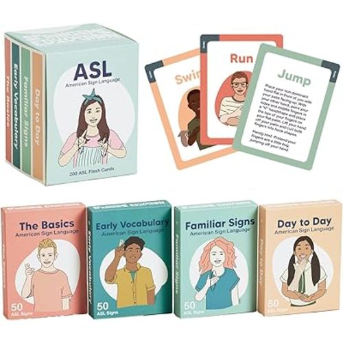 ASL Flash Cards - 200 American Sign Language Flash Cards for Beginners, Kids, Teens and Adults