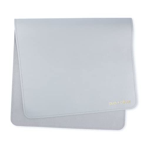 Ava + Oliver Vegan Leather Baby Changing Mat (16 X 30 in) - Multipurpose Wipeable and Portable Diaper Changing Mat - Foldable Travel Changing Mat (Blue)