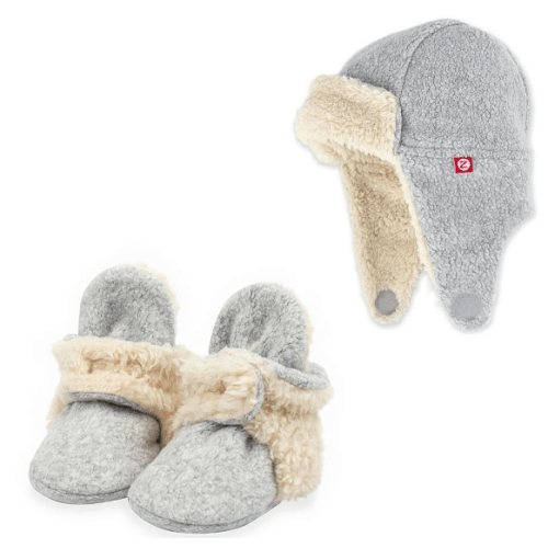 Heather Gray Cozie Furry Trapper Hat and Booties Set – Zutano