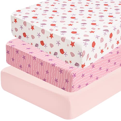 david's kids 3 Pack Fitted Crib Sheets, Ultra Soft Breathable Comfortable Baby Sheet Set for Boys Girls Neutral, 28x52 Inch Fits Standard Crib and Toddler Mattresses, Beach