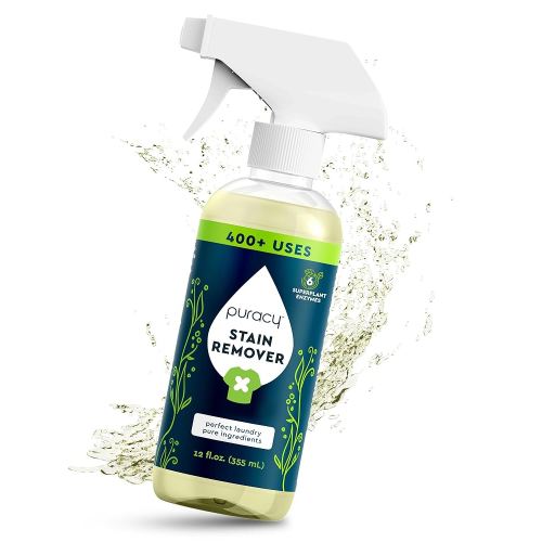 Puracy Stain Remover Spray, Natural Travel and Laundry Stain Cleaner for Clothes, Baby & Kids Stains, Oil & Fabric Spot Cleaner (Unscented, 12 oz)