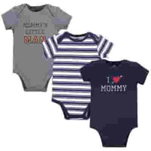 Hudson Baby Infant Boy Cotton Bodysuits 3pk, Boy Mommy, 3-6 Months