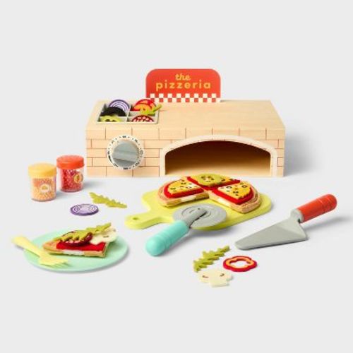 Pizza Party Play Set - Gigglescape™: Creative Play Food & Toy Kitchen, 57 Pieces, Ages 3+, Plastic & Wood