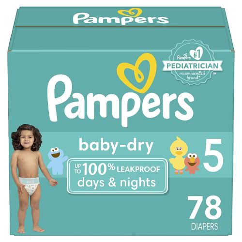 Pampers Diapers - Baby Dry - Size 5, 78 Count, Absorbent Disposable Infant Diaper (Packaging May Vary)