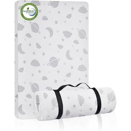Lilian&Gema Pack and Play Mattress 38"x26", Portable Crib Mattress for Playpen, Pack N Play Mattress Topper, Soft Breathable Mini Crib Mattress with Waterproof Washable Cover for Baby Toddler