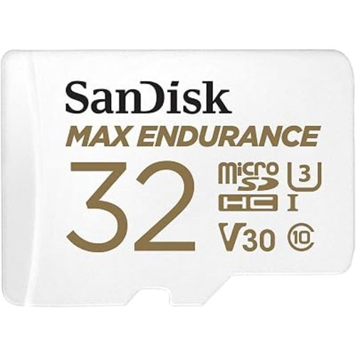 SANDISK 32GB MAX Endurance microSDHC Card with Adapter for Home Security Cameras and Dash cams - C10, U3, V30, 4K UHD, Micro SD Card - SDSQQVR-032G-GN6IA