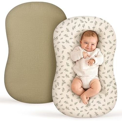 Termichy Baby Lounger Covers for Newborns: Muslin Lounger Pillow Covers Fit for Snuggle Me for Cozy Naps at Home or On The Go – Must Have Baby Nest Lounger Sheets for Toddler Girl Boy 0-12 Months