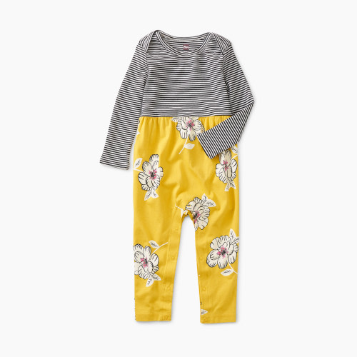 Tea Collection Print Mix Baby Romper - Peruvian Flora Blanca, 0-3 M