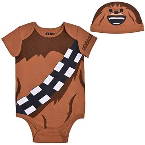 STAR WARS Boys’ Roleplay Short Sleeve Bodysuit for Newborn and Infant – White or Brown or Black