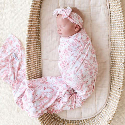 Floral White Swaddle Headband Set | Antoinette