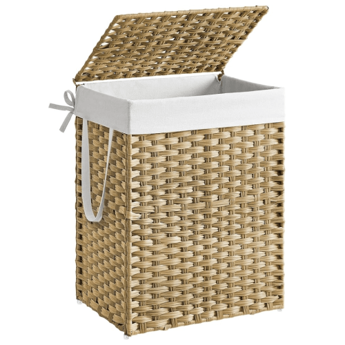 Amazon.com: SONGMICS Laundry Hamper with Lid, 23.8 Gallon (90 L) Synthetic Rattan Clothes Laundry Basket with Lid and Handles, Foldable, Removable Liner, Goose Yellow ULCB51NL : Home & Kitchen