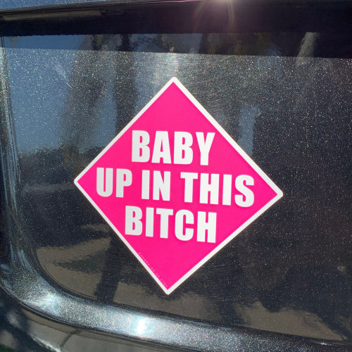 Magnetic Car Sign - Baby Up In This Bitch - Pink