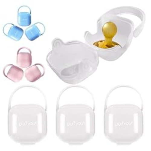 purifyou BPA-Free baby pacifier holder & Nipple Shield Cases - Set of 3 Clear Pacifier case for diaper bag & Stroller - Pacifier Box for Travel - Keeps Baby’s Binkies Clean and Accessible
