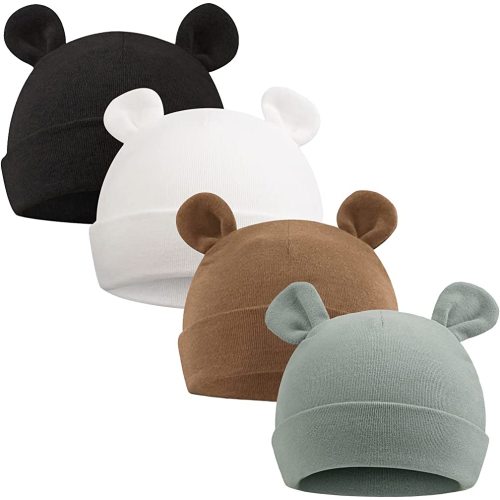 PESAAT Newborn Hospital Hat 0-12Months Preemie Boys Girls Beanie Solid Infant Baby Hats Autumn Winter