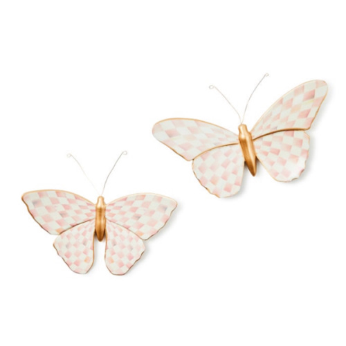 MacKenzie-Childs | Rosy Check Wall Decor Butterfly Duo