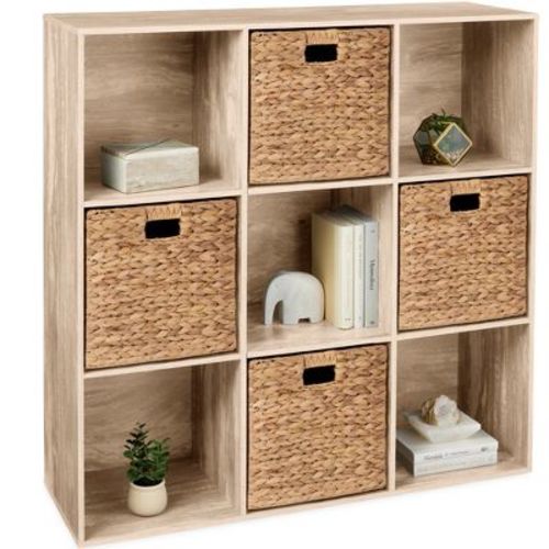 Best Choice Products 9-cube Bookshelf, 13.5in Display Storage System, Organizer W/ Removable Back Panels - Light Oak