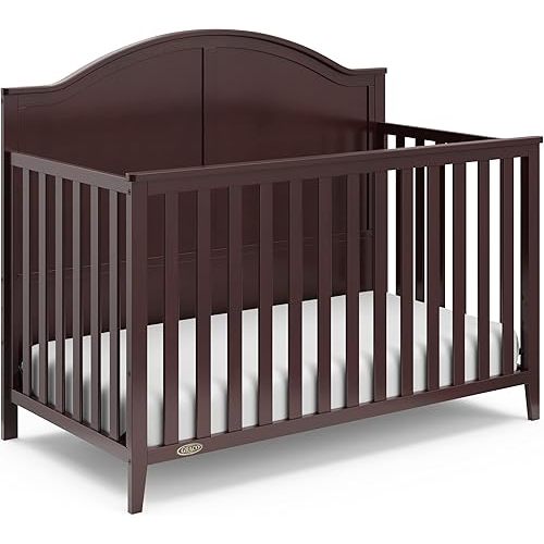 Graco Wilfred 5-in-1 Convertible Crib (Espresso) – GREENGUARD Gold Certified, Converts to Toddler Bed and Full-Size Bed, Fits Standard Full-Size Crib Mattress, Adjustable Mattress Support Base