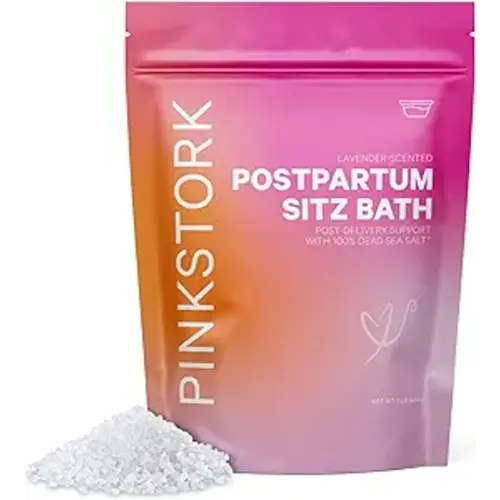 Pink Stork Postpartum Sitz Bath Soak: Dead Sea Salt for Perineal Care & Cleansing, Postpartum Recovery, Labor & Delivery Essentials, Postpartum Essentials, Women-Owned, Lavender Scented, 1 lb