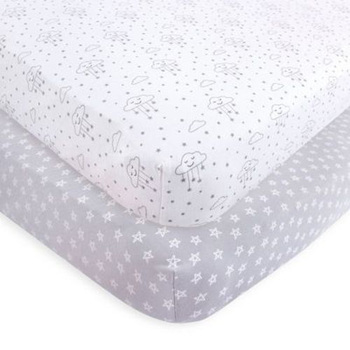 Hudson Baby Unisex Cotton Fitted Crib Sheet, Gray Clouds, One Size