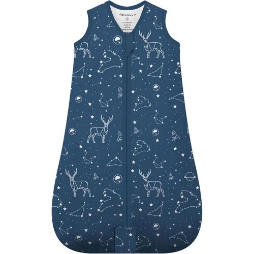 Mosebears Sleep Sack Baby Winter Wearable Blanket with 2-Way Zipper,2.5 TOG Cotton Sleep Sack Unisex(Navy Blue,6-12 Months)