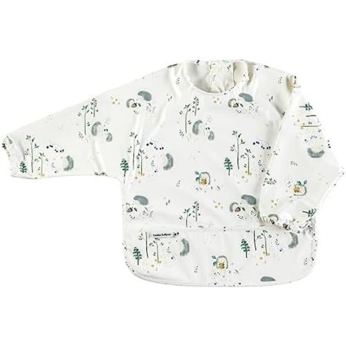 Loulou Lollipop Long Sleeve Mess Free Waterproof Bibs, for baby boys and girls 6-36 Months, Machine Washable, Travel Friendly
