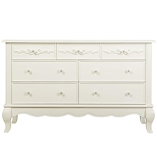 Evolur Aurora 7 Drawer Double Dresser, Ivory Lace, 54x20.3x34 Inch (Pack of 1)