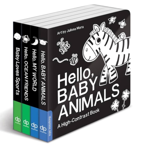 High Contrast Baby Book Set: 4 Board Books for Newborns