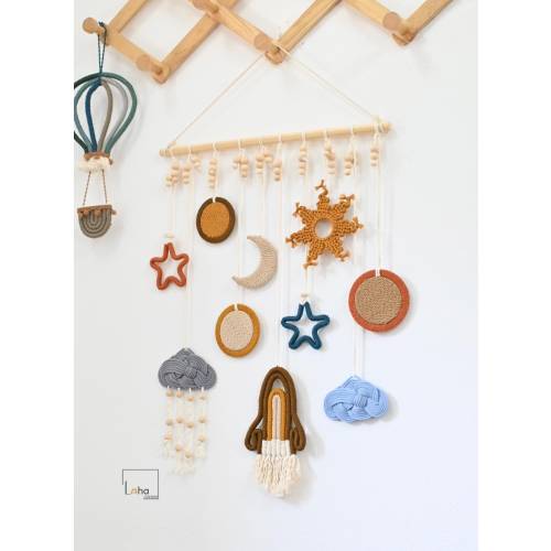 Macrame Rocket Wall Hanging, Space Themed Nursery, Baby Planet Gift, Space Rocket & Planets, Space Mobile, Space Themed Wall Art
