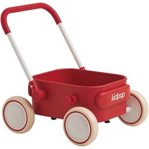 PULA Baby Push Walker with Wheels Toddler Wagon for First Learner Baby Toys 6-12 Months, 1 Year Old Birthday Gifts, Indoors and Outdoors (Red)