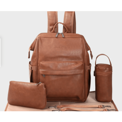 Vintage Diaper Bag Backpack | Best Vegan Leather Baby Bag | Comfortable Padded Straps | Hannah and Henry