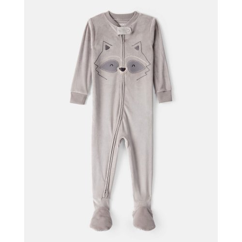 Toddler Boy Raccoon Velour Long-Sleeve Snug Fit 1-Piece Pajamas - Grey - Carter's | Carter's