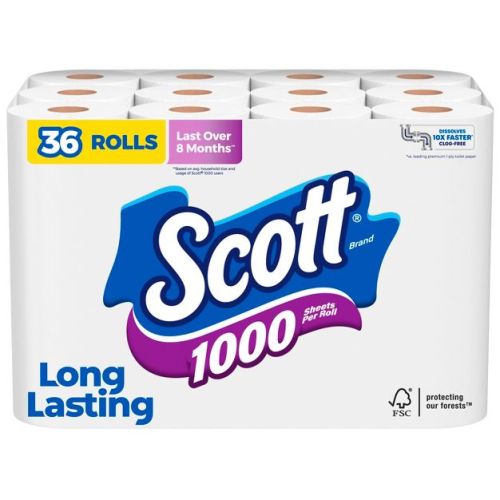 Scott 1000 Septic-safe 1-ply Toilet Paper - 36 Rolls