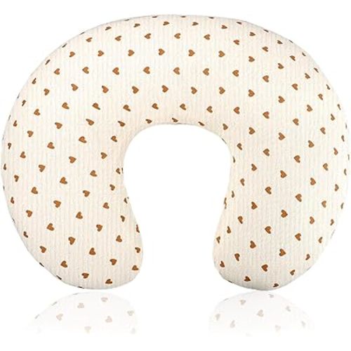 Hooyax Muslin Nursing Pillow Cover, Feeding Pillow Slipcover for Breastfeeding Moms, Soft and Breathable Infant Pillow Cover for Baby Boy and Girls (Heart)