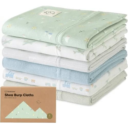 Organic Burp Cloths Baby Girl, Boy - 6-Pack Large Baby Burp Cloths, Super Absorbent Burping Cloths for Babies, Soft & Plush Cotton Burp Cloth, Spit Up Burp Rags, Newborn Burp Clothes (Vessels)