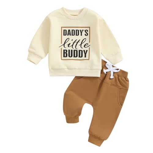 Toddler Baby Boy Fall Winter Clothes Mamas Little Boy Outfit Letter Long Sleeve Sweatshirts and Jogger Pants Set
