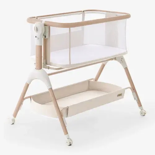 HARPPA Cuddly Signature | 3-in-1 Rocking Baby Bassinet & Bedside Sleeper with Anti-Reflux Mattress for Newborns | Attaches to Bed, Adjustable Height, Tool-Free Setup, Portable Wheels, CPSC Certified, Gentle Rocking Motion | Ideal for Infants, Safe Co-Slee