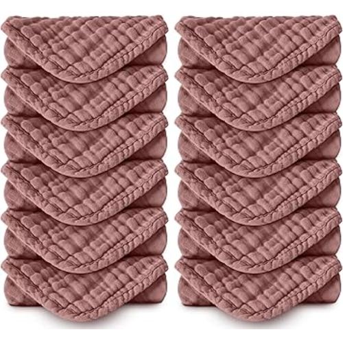 Muslin Burp Cloths 100% Cotton Large 20''x10'' Extra Soft and Absorbent Baby Wash Cloths Spit Up Rags - Baby Burping Cloth for Boys Girls Items(12 Pack Bean Paste)
