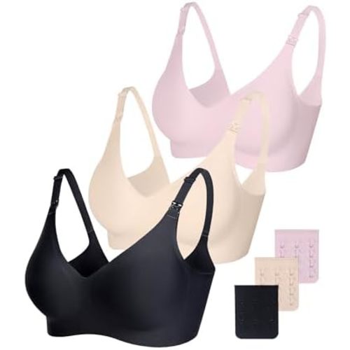 Vinfact Smooth Nursing Bras for Breastfeeding Seamless Maternity Bras for Pregnancy Wireless Bralette with Extra Bra Extender