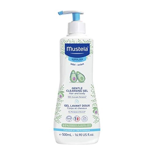 Mustela Baby Gentle Cleansing Gel - Baby Hair & Body Wash - with Natural Avocado fortified with Vitamin B5 - Biodegradable Formula & Tear-Free - Various Sizes - 1 or 2-Pack - 16.9 Ounce - New Packaging