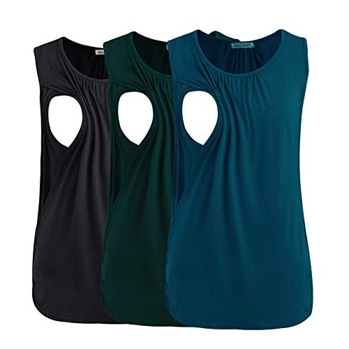 Smallshow Women's Maternity Nursing Tank Tops Breastfeeding Clothes 3-Pack