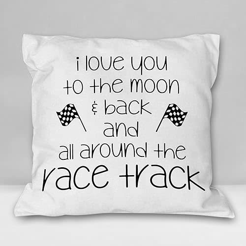 Burosev Racing Sign I Love You to The Moon Back Soft Throw Pillow Cover, Race Car Lover Decorative Pillowcase, Racing Motorsports Decor Decorations for Home Sofa Living Room (18 x 18 Inch)