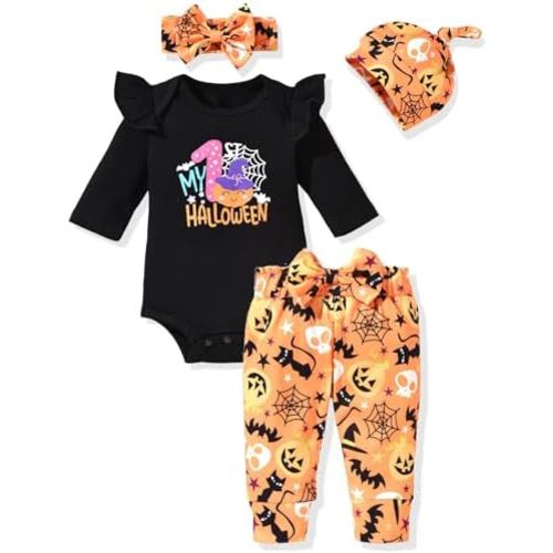 fioukiay Baby Girls Clothes Infant Romper Bodysuit Pants Set with Headband