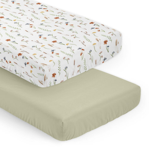 Sweet Jojo Designs Watercolor Floral Garden Sage Green 2 Pack Fitted Crib Sheet by Sweet Jojo Designs | Wayfair