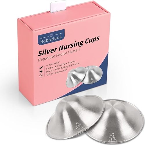 Boboduck Nipple Shields for Nursing Newborn - 925 Silver Nursing Cups Protect Your Nursing Nipple, Newborn Must Haves Nipple Pads, Nipple Covers Protector for Breastfeeding (Standard Size)