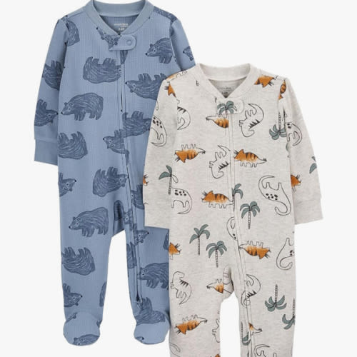 Simple Joys by Carter's Baby Boys' 2-Pack 2-Way Zip Cotton Footed Sleep and Play