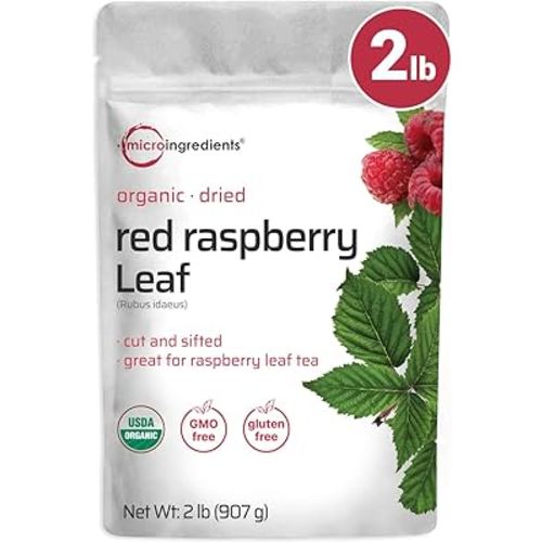Organic Dried Raspberry Leaf Tea, 2lbs | Refills up to 907 Tea Bags | Premium Source from Germany for Herbal Pregnancy Tea | Cut & Sifted Whole Leaves | Non-GMO, No Sugar, Eco-Friendly Recyclable Bags